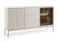 Credenza moderna con anta in vetro illuminata | LED integrato | 83 x 154 x 39 cm | Cachemire | 3 cassetti, 2 ante, 4 scomparti | Apertura a pressione