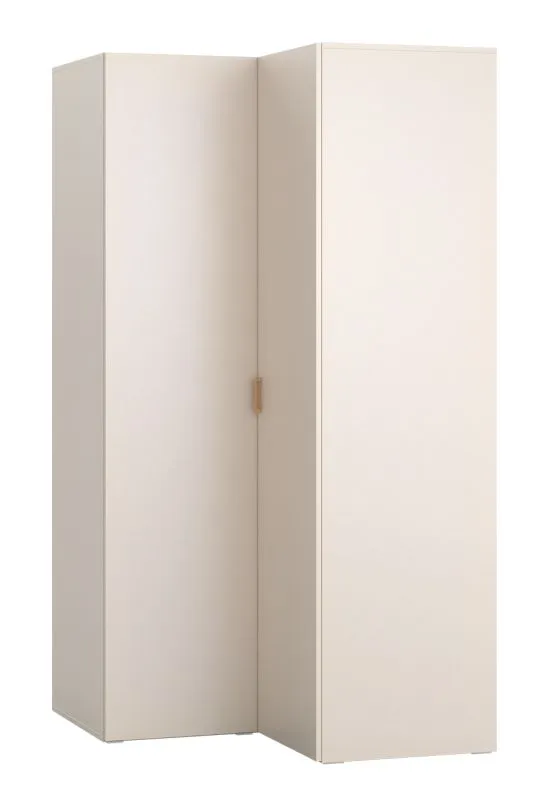 Armadio angolare "Sarandi" 03, beige, maniglie: rovere, 8 scomparti, 1 barra appendiabiti, illuminazione a LED, Sistema "Soft-Close", 105 x 103 x 206 cm