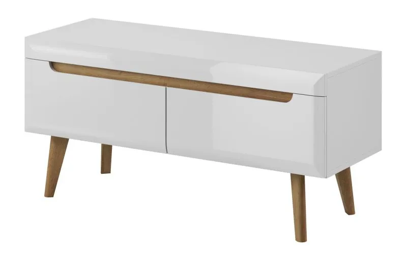 Mobile porta TV Cathcart 03 | Rovere Riviera e Bianco | 50 x 107 x 40 cm | 2 cassetti