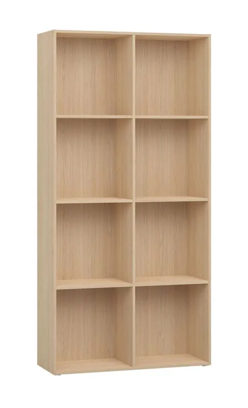 Libreria 8 scomparti Aenna 31 | Rovere naturale | Piedini regolabili | 202,5 x 100,5 x 33,5 cm | Per soggiorno o ufficio