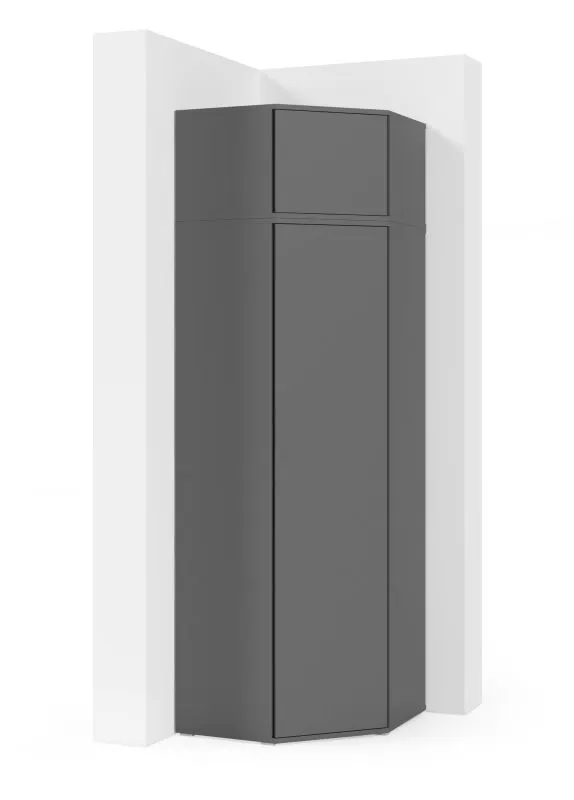 Armadio angolare grafite con modulo aggiuntivo Zapopan 63 | 6 scomparti | 2 barre appendiabiti | Sistema push to open | 225 x 70 x 70 cm