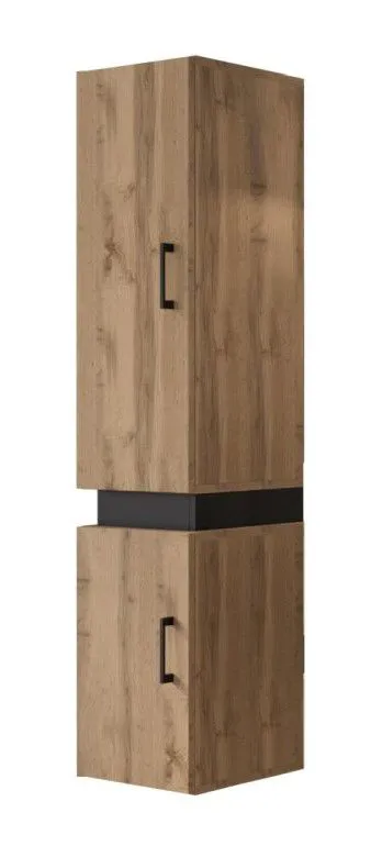 Mobile alto bagno 135 x 30 x 32 cm | Rovere Wotan e nero opaco | Design moderno serie Jalon