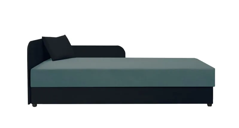 Letto da giorno Lobatos 97 nero/turchese | Testata sinistra | Nucleo a molle Bonell | 80 x 195 cm | Cuscini inclusi