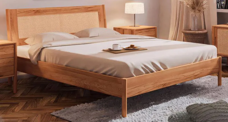 Letto matrimoniale king size Wellsford 02 | Faggio massello oliato | 180 x 200 cm | Design elegante