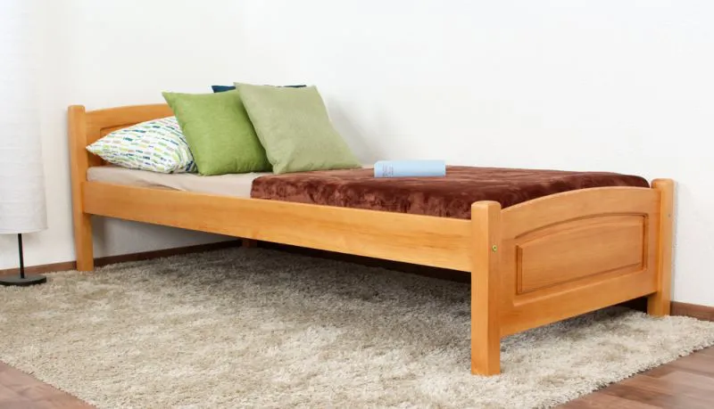 Letto singolo in pino massello color ontano | Rete a doghe inclusa | 80 x 200 cm | Design moderno