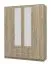 Armadio battente grigio rovere | 2 ante specchio | 2 cassetti | 11 scomparti | 205 x 160 x 52 cm