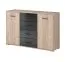 Cassettiera Troodos 03 | Rovere/Nero Lucido | 2 Ante, 6 Scomparti, 4 Cassetti | Piano Antigraffio | 93 x 135 x 42 cm