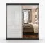 Armadio scorrevole Gorski 32 | Bianco lucido/nero con specchio | 2 ante | Maniglie in metallo | 218 x 203 x 61 cm