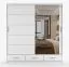 Armadio scorrevole bianco con specchio Lusatian 18 | 2 ante | 12 scomparti | 3 cassetti | 218 x 203 x 61 cm