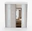 Armadio scorrevole Gorski 10 | Bianco lucido e rovere | Specchio integrato | 2 ante | 6 scomparti | 218 x 183 x 61 cm