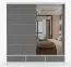 Armadio scorrevole Lusatian 21 | 2 ante con specchio | 12 scomparti | 3 cassetti | Bianco/Grigio | 218 x 203 x 61 cm