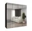 Armadio nero 2 metri con 4 ante a specchio | Maniglie oro | 2 scomparti | Barre appendiabiti | Soft-Close