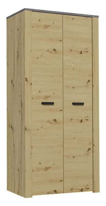 Armadio guardaroba con ante battenti "Talimatau" 01 | Rovere e grigio | 197 x 91 x 56 cm | Design moderno