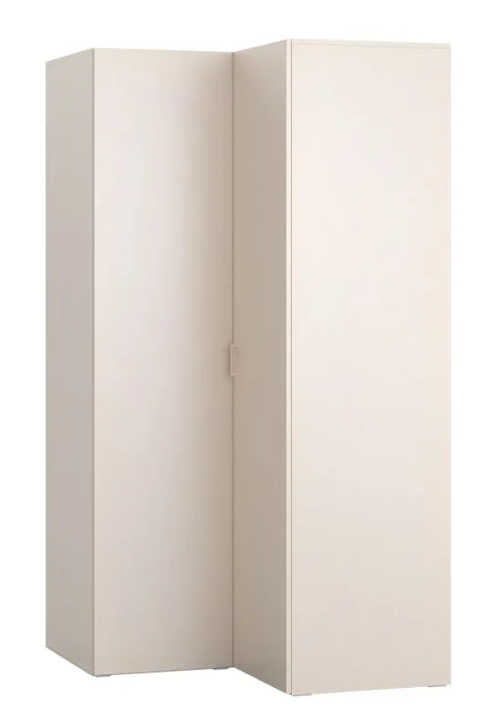Armadio angolare, beige, maniglie: beige, 8 scomparti, 1 barra appendiabiti, illuminazione a LED, Sistema "Soft-Close", 105 x 103 x 206 cm