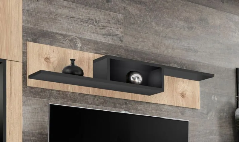 Mensola "Jordalsgrenda" 04 | Rovere e Nero | 2 Ripiani | 30 x 150 x 22 cm