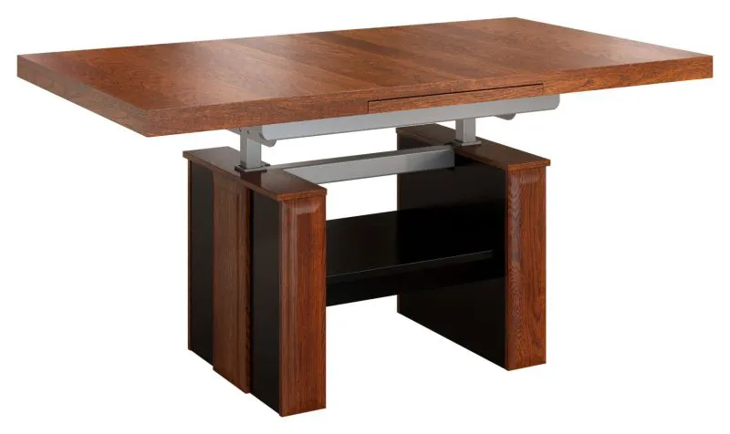 Tavolo da pranzo regolabile in altezza "Medulin" 09, noce / nero - 61 - 79 x 130 - 170 x 80 cm (h x l x p)