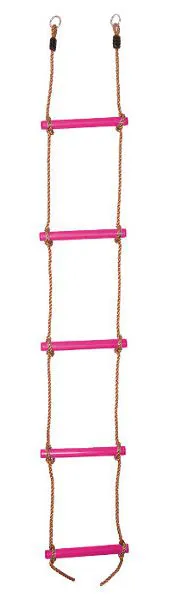 Scala a pioli in corda per bambini | Colore rosa | 5 pioli | Plastica dura | 180 cm