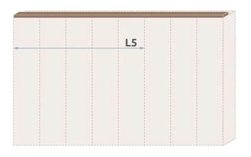 Cornice decorativa per armadio 5 ante | Serie Gataivai | Noce elegante | Larghezza 227 cm