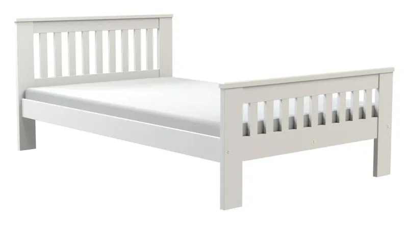 Letto una piazza e mezza 120x200 cm | Pino massello bianco | Design moderno "Caesio" 04 | Rete a doghe inclusa