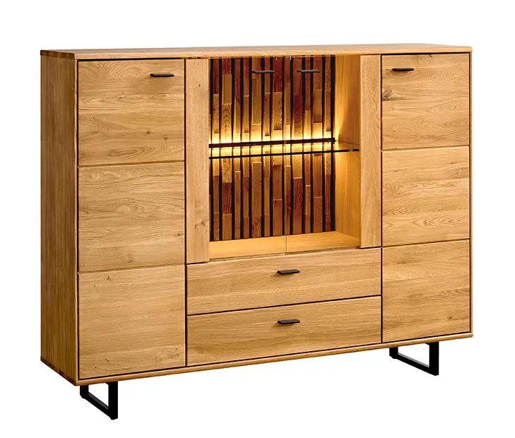 Cassettiera Nobres 14 rovere naturale | 117x148x39 cm | LED | 4 ante | 2 cassetti | Per robot aspirapolvere