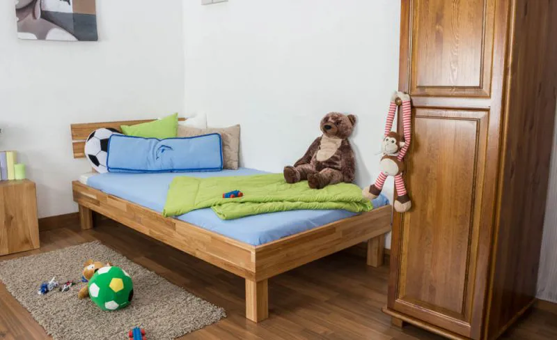 Letto singolo "Wooden Nature" 03, rovere massello, oliato - 90 x 200 cm (l x l)