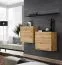 Pensili sospesi Balestrand 333 | Set 2 pezzi con mensola a muro | Rovere Wotan e nero | 110 x 130 x 30 cm