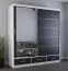 Armadio scorrevole Lusatian 16 | Bianco e nero | Specchio frontale | 12 scomparti, 3 cassetti | 218 x 203 x 61 cm