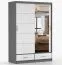 Armadio scorrevole Lusatian 06 | Bianco/Grigio | Specchio | 2 ante | 6 scomparti | 2 cassetti | 218 x 150 x 61 cm