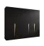 Armadio ad ante battenti "Rida" 04, nero, maniglie: oro, 5 ante, 3 scomparti, 3 barre appendiabiti, Sistema "Soft-Close", bordi in ABS, 250 x 52 x 202 cm