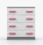 Cassettiera "Smolikas" 10 | Bianco/grigio | 4 cassetti | Maniglie rosa in legno | 90 x 80 x 40 cm