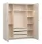 Armadio con ante a libro "Sarandi" 02, beige, maniglie: rovere, 3 cassetti, 3 barre appendiabiti, illuminazione a LED con sensore di movimento, Sistema "Soft-Close", 180 x 57 x 206 cm