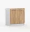 Mobile base per lavello cucina "Parnassus" 10 | Bianco/marrone | 2 ante battenti | 81,5 x 80 x 46 cm | Maniglie metallo