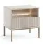 Comodino moderno in cashmere, 56 x 54 x 39 cm, con illuminazione LED, 1 cassetto e 1 scomparto, bordi in ABS