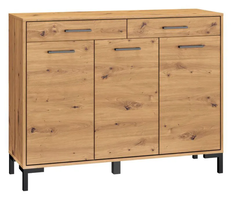 Cassettiera Pandrup 14 in rovere | 94 x 120 x 34 cm | 3 ante, 2 cassetti, 7 scomparti