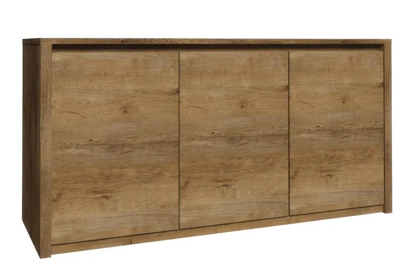 Madia Selun 03 | Rovere marrone scuro | 80 x 130 x 43 cm | Stile moderno, 3 ante, 2 ripiani