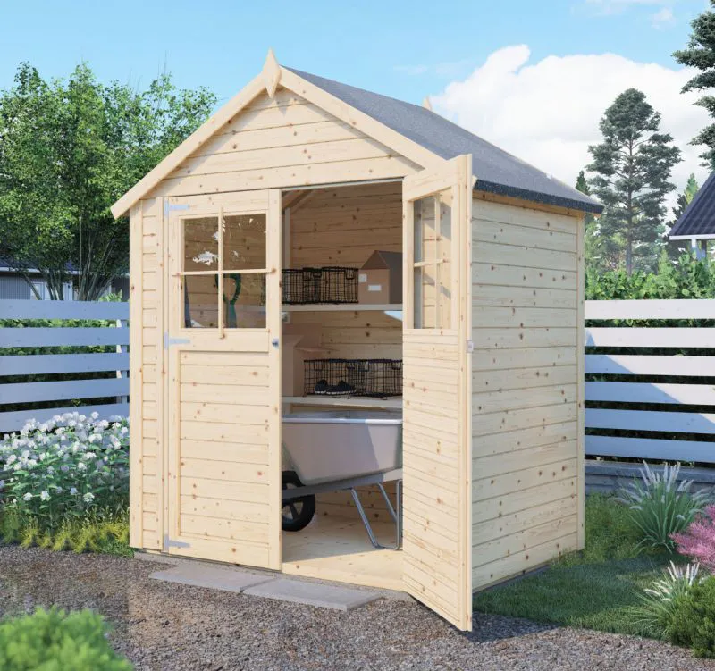 Casetta da giardino prefabbricata Münster 01 incl. pavimento, legno grezzo - spessore 19 mm, SU: 1,5 m²