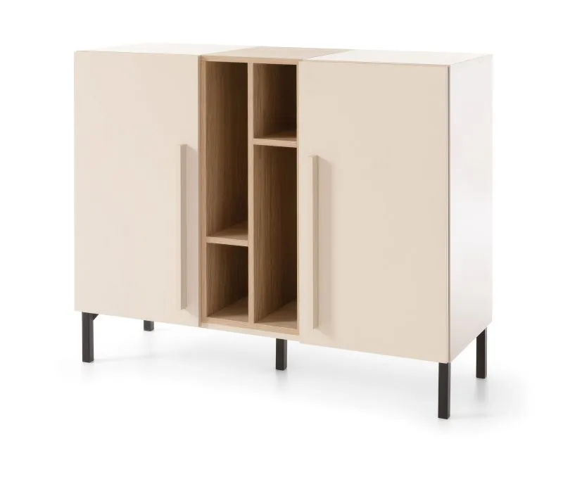 Cassettiera moderna Authie 07 | Beige e rovere chiaro | 8 scomparti | 90 x 110 x 40 cm | Montaggio veloce
