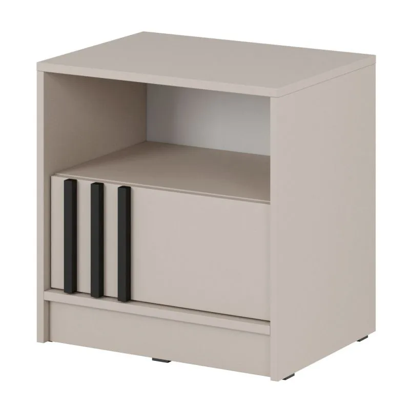 Cassettiera con doghe nere Leeds 37 | 52 x 51 x 38 cm | finitura cashmere | ABS | 1 vano ampio, 1 cassetto