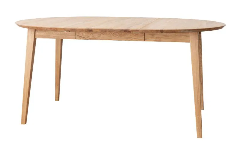 Tavolo rotondo in rovere Erdre 08 allungabile da 110 cm a 160 cm, in rovere oliato, 110 x 110 cm, in rovere massiccio, superficie oliata, naturale, elegante