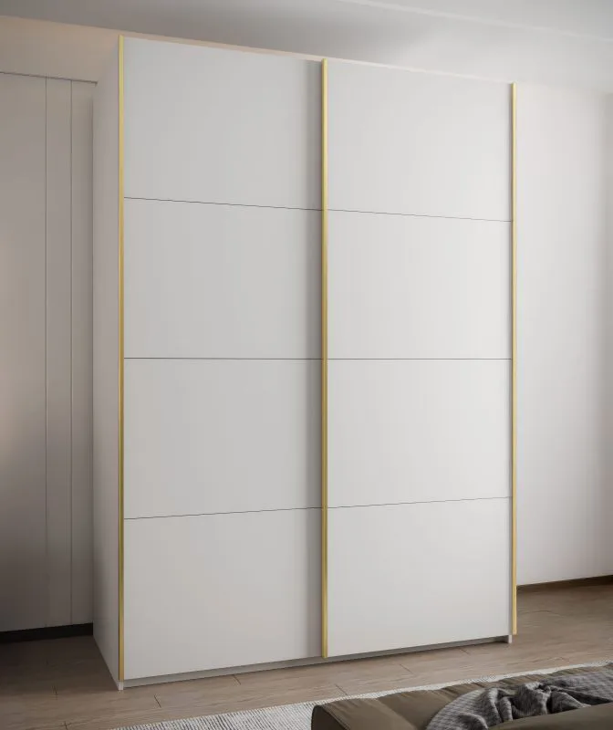 Armadio ad ante scorrevoli "Tampa", bianco, 2 ante scorrevoli, 11 scomparti, 2 barre appendiabiti, 2 specchi, Sistema "Soft-Close", bordi in ABS, 245,5 x 180 x 64 cm