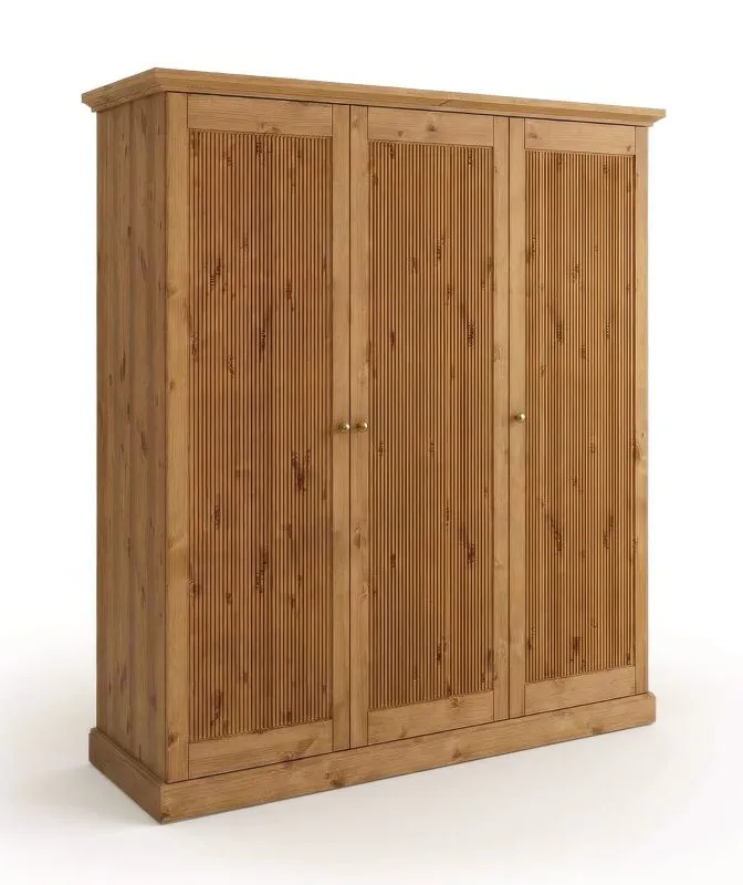 Armadio ad ante battenti "Guil" 05, pino finlandese, massiccio, color rovere, 212,5 x 188,5 x 63 cm