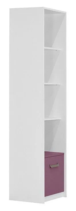 Scaffale per cameretta "Koa" 06 | Bianco e viola | 203 x 50 x 42 cm | Ampio spazio e stile moderno