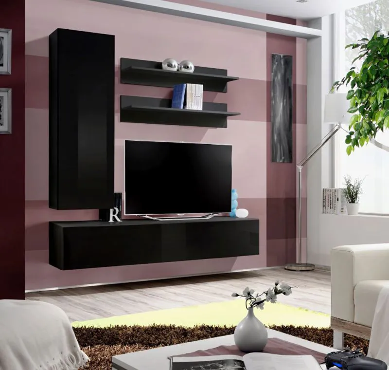 Pensile Hompland 76 nero | 170 x 160 x 40 cm | Apertura push-to-open | Design moderno