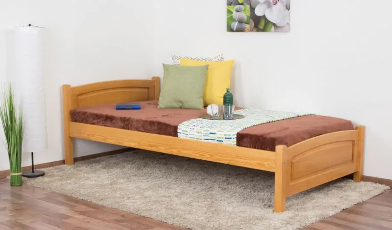 Letto singolo 80, pino massello, color ontano, incl. rete a doghe - 100 x 200 cm