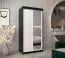 Armadio scorrevole con specchio Bisaurin 1C | Nero e bianco opaco | 200 x 100 x 62 cm | Design moderno e funzionale