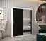 Armadio scorrevole Bisaurin 3 ante con specchio | Bianco opaco/Nero | 200 x 150 x 62 cm | Design moderno