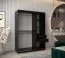 Armadio 3 ante scorrevoli con specchio Bisaurin nero | Design moderno | 200 x 150 x 62 cm