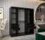 Armadio scorrevole con specchio Bisaurin 4 ante | Nero elegante | 200 x 180 x 62 cm