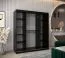 Armadio scorrevole con specchio Bisaurin 4 ante | Nero elegante | 200 x 180 x 62 cm