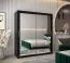 Armadio scorrevole con specchio Bisaurin 4 ante | Nero elegante | 200 x 180 x 62 cm